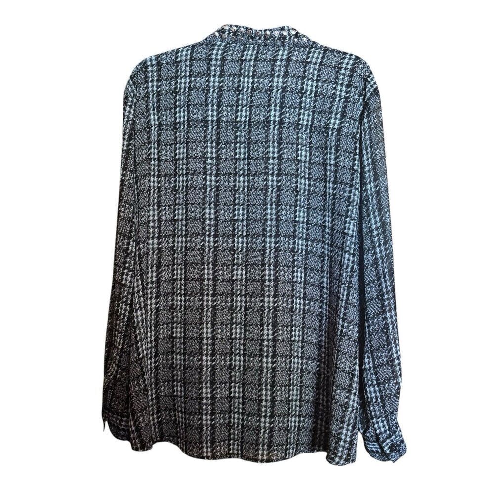 Michael Kors Top Women 2X Multicolor Houndstooth Button Up Shirt Collared Blouse - Picture 6 of 9